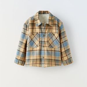 Zara size 5-6 plaid over shirt with faux fur lining